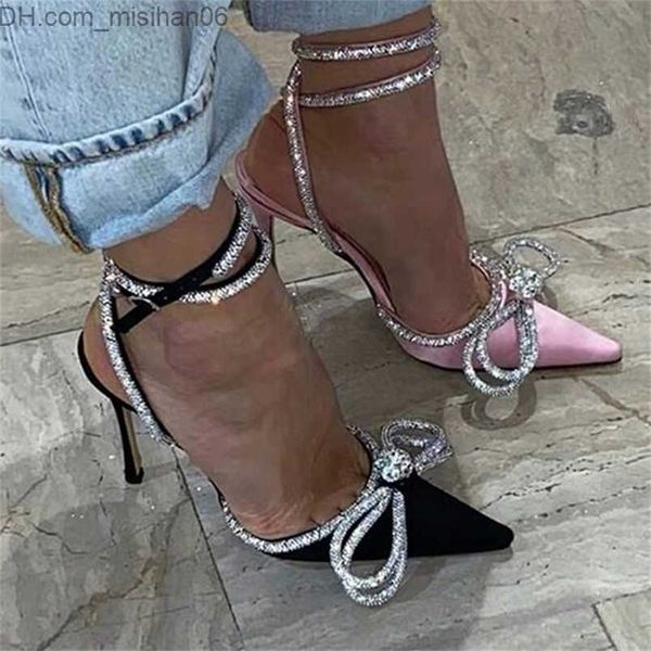 

dress shoes european beauty pointed toe bow satin high heels 220813 z230703, Black