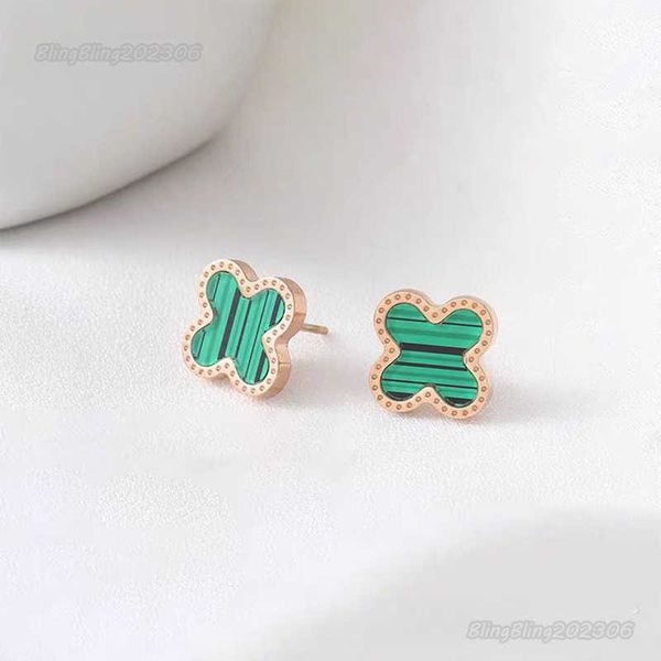 

designer earrings lucky clover stainless steel studs earrings designer for women sense lightweight temperament all-match earrings, Golden;silver
