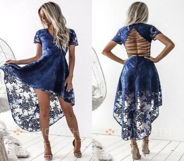 

2020 short graduation cocktail dresses v neck a line hi lo lace applique custom made prom gowns homecoming dress fall bc34677596228, Black
