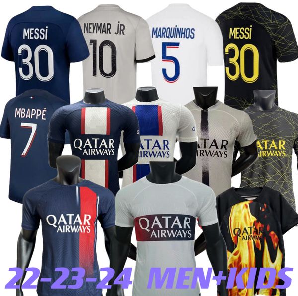 

22 23 24 psgs mbappe messis soccer jerseys wijnaldum ramos hakimi maillots de football shirts kit icardi verratti vitinha donnarumma 2023 20, Black