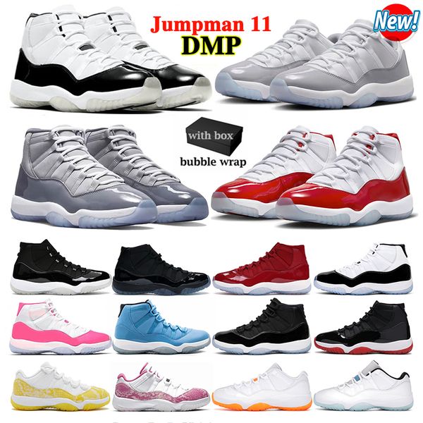 

with box jumpman 11 basketball shoes men women dmp pink cherry 11s low cement grey cool grey 25th anniversary concord yellow snakeskin mens