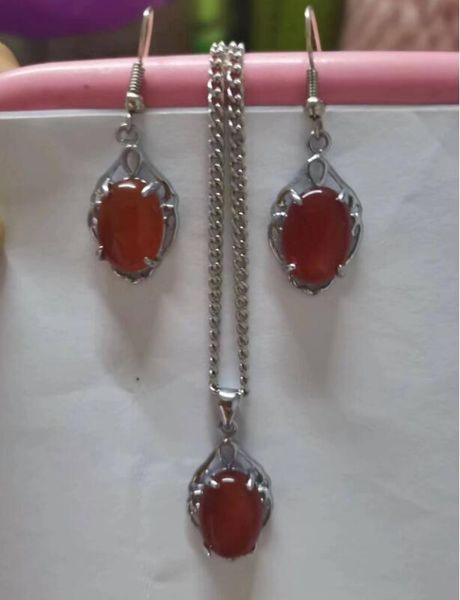 

ellipse agate 925 silver pendant necklace earrings set 2 piece jewelry set