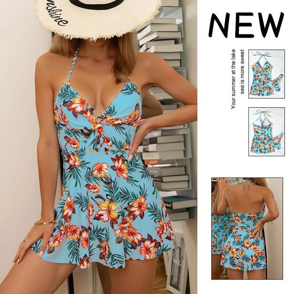 

floral print two-piece separates women retro swimming costumes female bathers water sports wear beach equipment halter designer swimmsuit vi