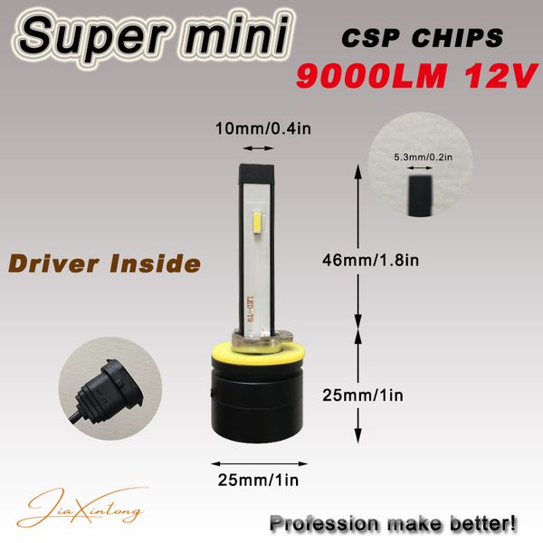 

1 pairs csp led car headlight bulbs lamp fog daytime running light fanless h27 h1 h3 h4 h7 9005 9006 hb3 hb4 h8/h9/h11 5202 12v