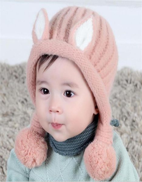 

hats 2022 winter baby for children keep warm girls cotton thick solid knitted cute ears beanie pompom caps bomber4011966, Yellow