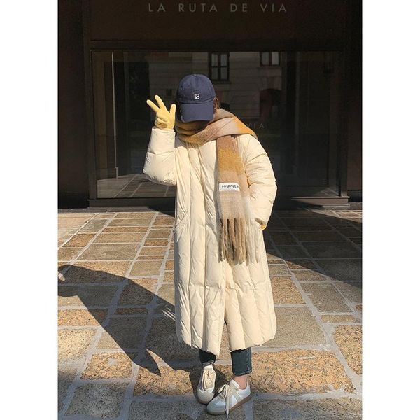 

parkas vip 2022 winter womens long 90% white down duck coat, Black