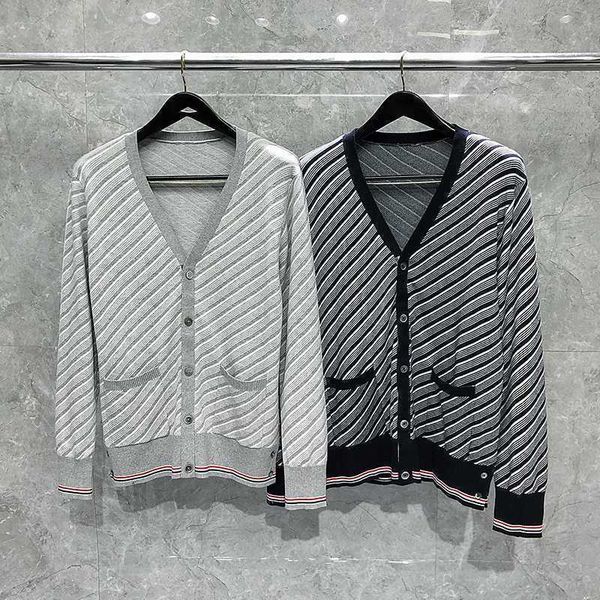 

tb thom men's cotton cardigan sweater fashion brand men's stripe knit sweater new design men's soft cotton crewneck sweater, White;black