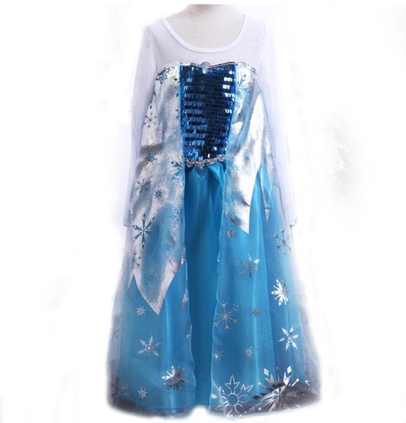 

girls princess gown kids sequins mesh princess dress snow queen cosplay costume kids prom clothes girls party perform zipper dress7448758, Blue