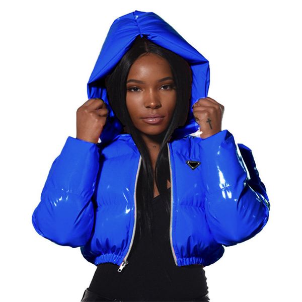 

womens jackets hooded puffy waterproof coat glossy woman down coats short winter outwears designer slim jacket windbreaker size s, Black