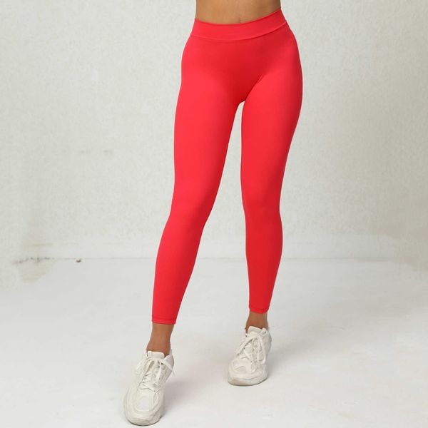 

yoga outfits new peach hip fitness yoga pants without awkwardness v-waist hip tight sports pants, White;red
