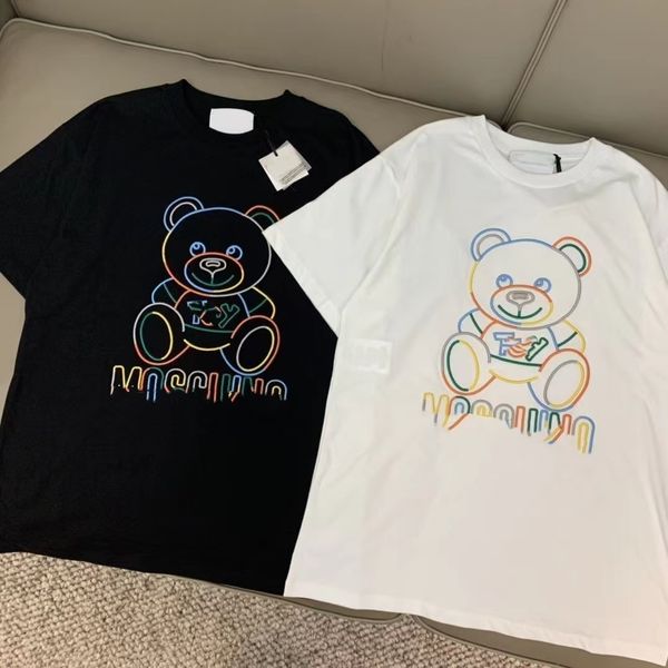 

bear womens t shirt fashion designer t shirt for men and women short sleeve rainbow letter print tees cotton casual couple, White