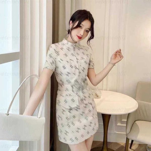 

summer girl dress elegant bodycon dress double c letter logo print selected jacquard fabric waist-slimming fashion casual dresses womens des, Black;gray