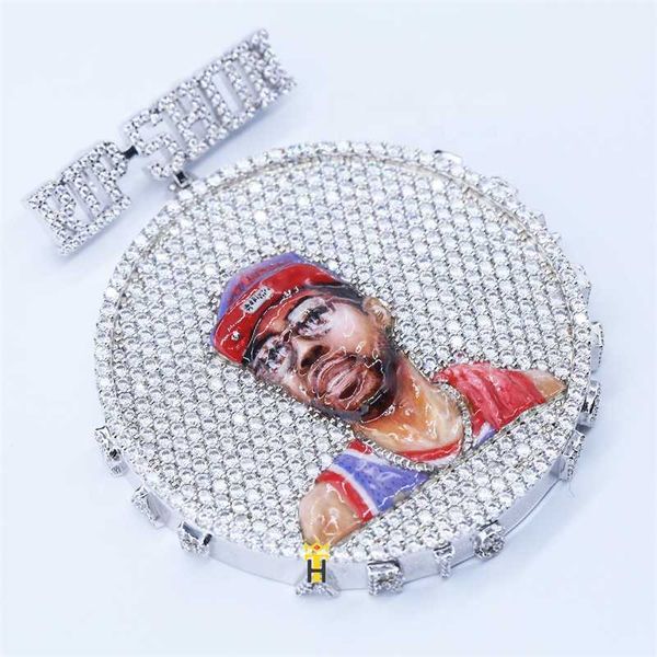 

custom hip hop pendant lively lifelike head portrait enamel pendant, Silver