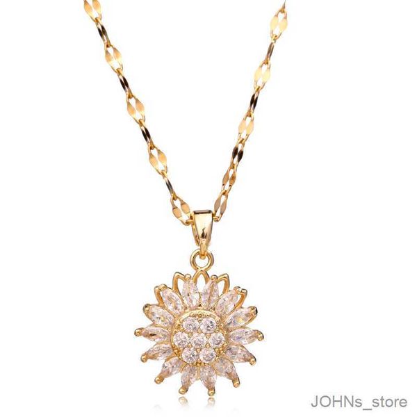 

pendant double-layer rotatable for women chain choker stainless steel jewelry accessories r230703, Silver