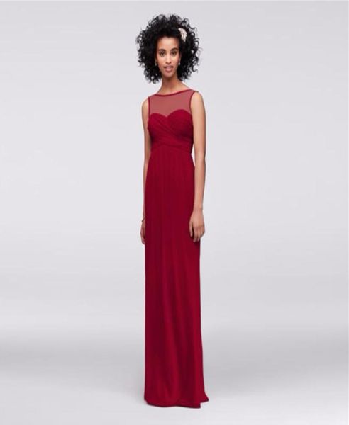 

long chiffon bridesmaid dress with illusion neckline f15927 sheath wedding party dress evening dress formal dresses2366655, White;pink