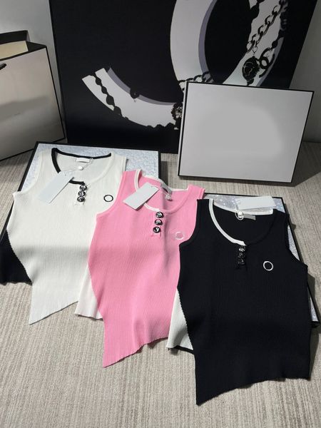 

2023 women's tanks women's knits fashion summer women's embroidery knit sweaters vest women o-neck sleeveless ladies 3 colour, White