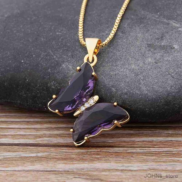

pendant original design colors charm crystal butterfly pendant for women trendy wedding new year jewelry gift r230703, Silver