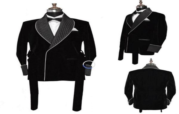 

black red velvet mens tuxedos long jacket groom party prom wedding coat business wear outfit one suit1166358, Black;gray