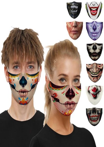 

dhlems halloween skull men women face mask dustproof cosplay mouth cover breathable masks reusable washable cover6403599, Blue