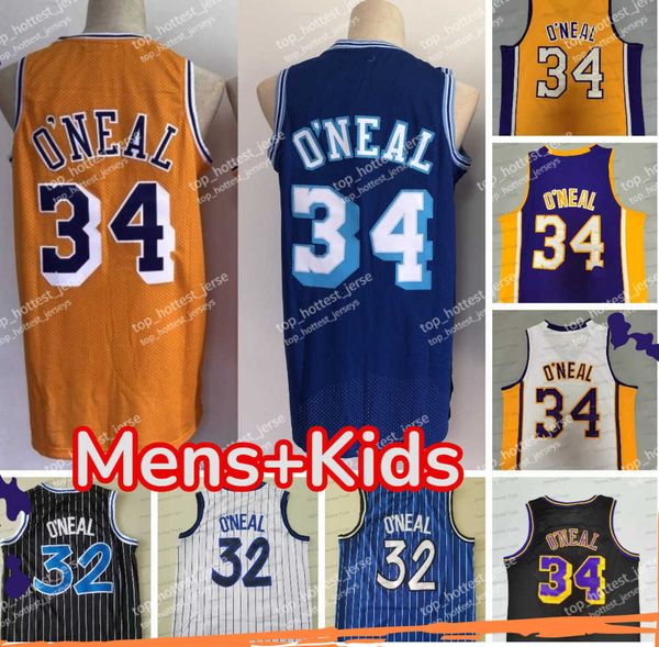 

34 shaquille oneal 32 retro basketball jersey shaq white blue yellow mens stitched jerseys throwback tidal flow design 60ess, White;black