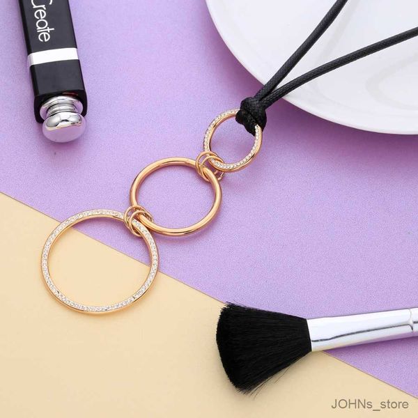 

pendant fashion pretty women's long leather chain rope circle silver color gold crystal pendant charm necklace jewelry r230829