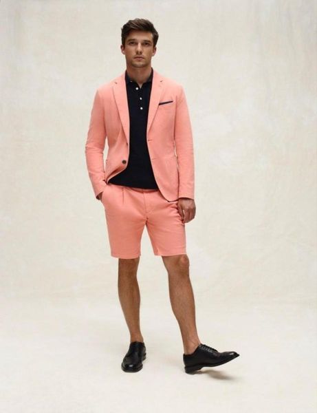 

fashion 2020 summer beach coral wedding tuxedos mens groom suits notched lapel two buttons business prom party blazer jacket jack7428885, Black;gray