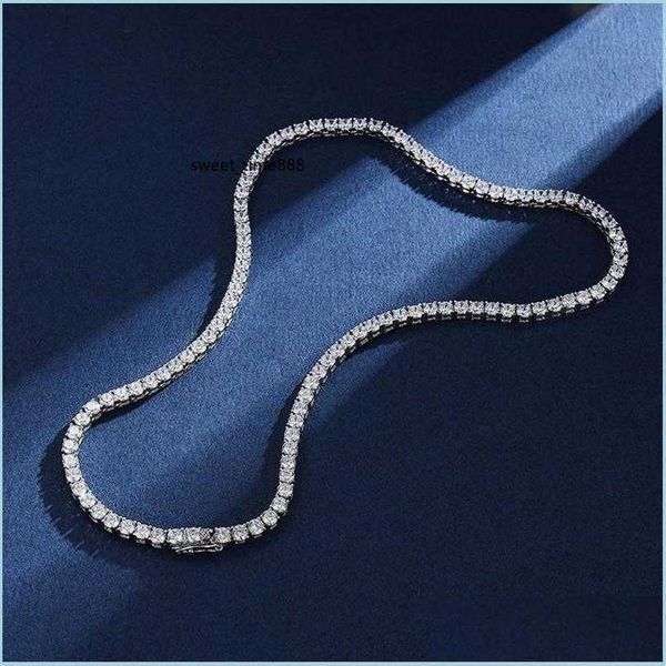 

pendant necklaces real 4mm with gra 925 sterling sier moissanite tennis necklace women men chain fine jewelry drop delivery 2023 neck dhdsn, Silver