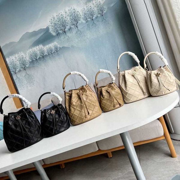 

tb women's bag 2023 new 142564fleming large drawstring cowhide one shoulder bucket diamond, Pink;blue