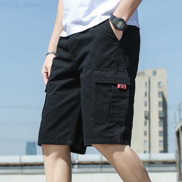 

2022 summer new fashion trend loose straight overalls casual drawstring five-point sports pants men's shorts l230703, White;black