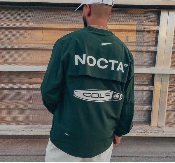 

mens hoodies us version nocta golf co branded draw breathable quick drying leisure sports t-shirt long sleeve round neck summer advanced des, Black