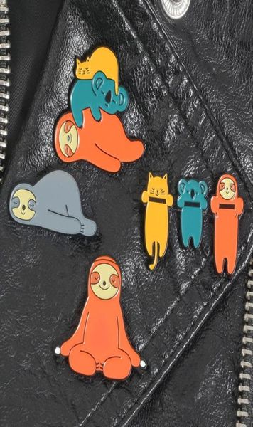 

cartoon animal sloth cute small funny enamel brooches pins for women christmas demin shirt decor brooch pin metal kawaii badge1214787, Blue