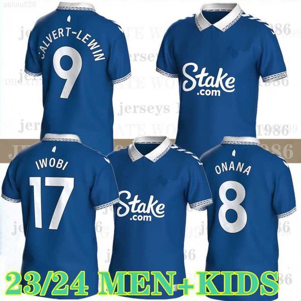 

everton 23 24 soccer jerseys mcneil calvert-lewin keane davies digne uniforms kids kits set socks full sets 2023 2024 football shirts thai u, White;black