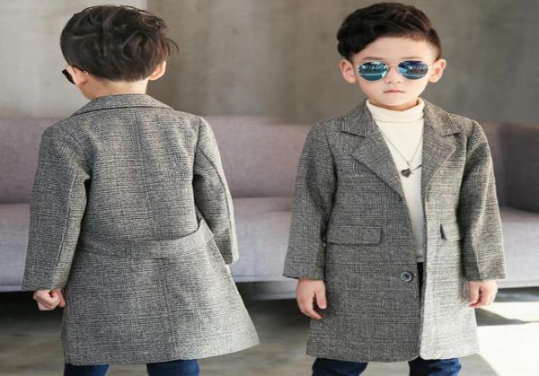 

children039s long suit plaid coat spring fall boys british lattice overcoat teenage kids handsome windbreaker children outerwea8678496, Blue;gray