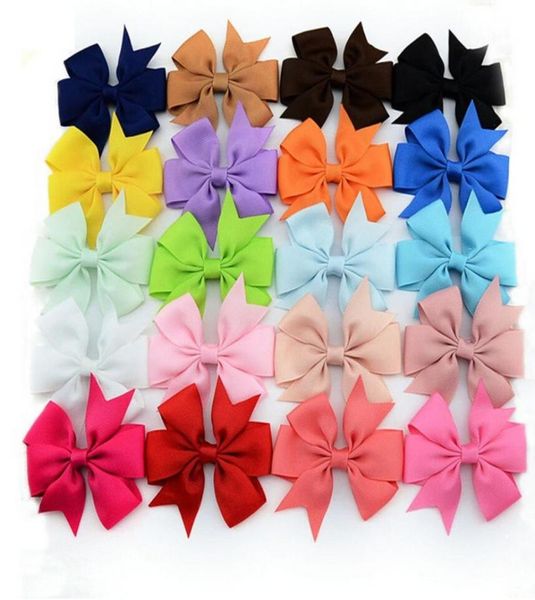 

3 inch grosgrain ribbon hair bows with clipbaby girl pinwheel hairbowshair clipshair pins accessories9415372, Slivery;white