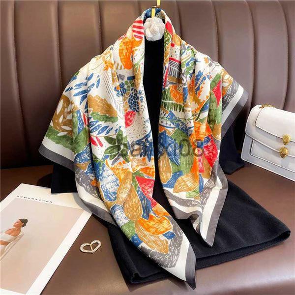 

scarves luxury brand shawl 2022 design twill silk scarf women wrap hair summer neckerchief female hijab echarpe headkerchief bandana j230703, Blue;gray