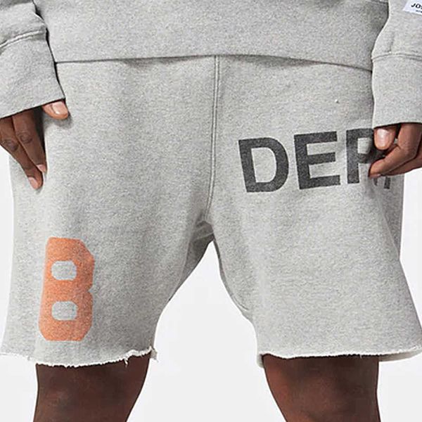 

gary dept high street alphanumeric 8 printed elastic terry cotton grey shorts men's summer pants, White;black
