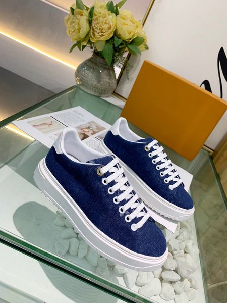 

2023 designer shoes men's and women's shoes english leather with denim lace-up casual shoes trendy 5a quality