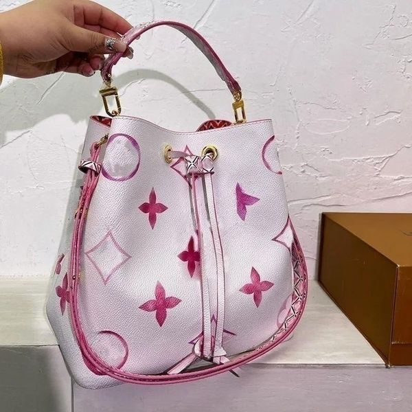 

designer totes bags onthego bucket handbag flowers shouder crossbody ladies handbags with original dust bag 25cm