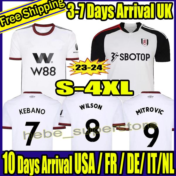 

s-4xl 22 23 24 fulhams kebano mitrovic soccer jerseys 2023 2024 home away cairney wilson muniz j. palhinha robinson men kids kit football sh, Black