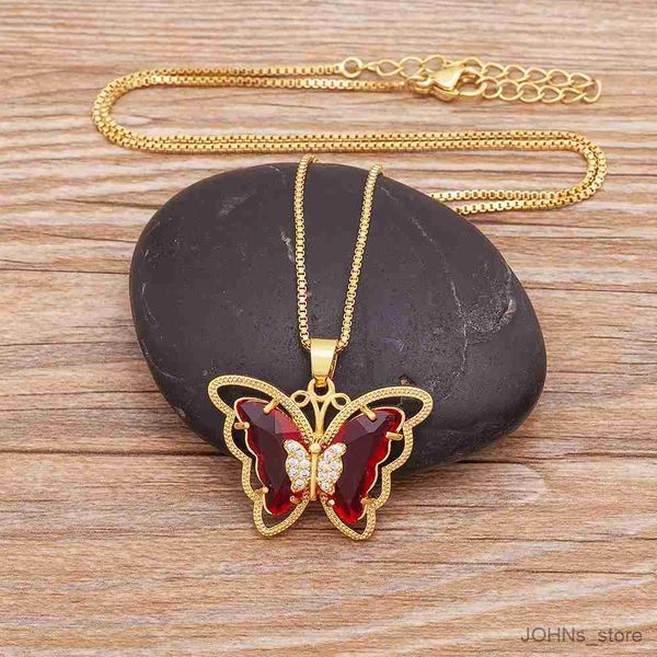 

pendant crystal colors butterfly pendant for women glamour female colorful animal necklace jewelry gifts r230703, Silver