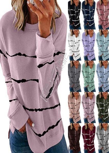 

plus size women hoodies tiedyed printing striped autumn crew neck pullover loose sweatshirt ladies longsleeved tshirt s5x2358281, White