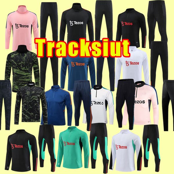 

long sleeve training suit sancho soccer tracksuits ronaldo mans utds fernandes manchesters shew rashford football shirt 2022 2023 windbreake, Black