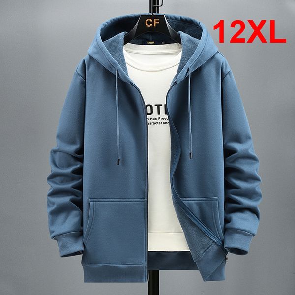 

men's hoodies sweatshirts plus size 10xl 12xl hoodie men autumn winter fleece solid color jacket big blue black red grey 230703