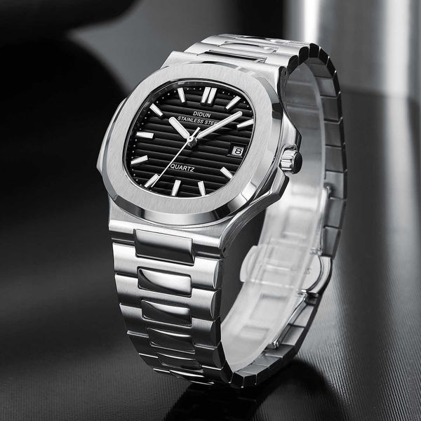 

fashion men's watch stainless steel japanese movement luxury, Slivery;brown