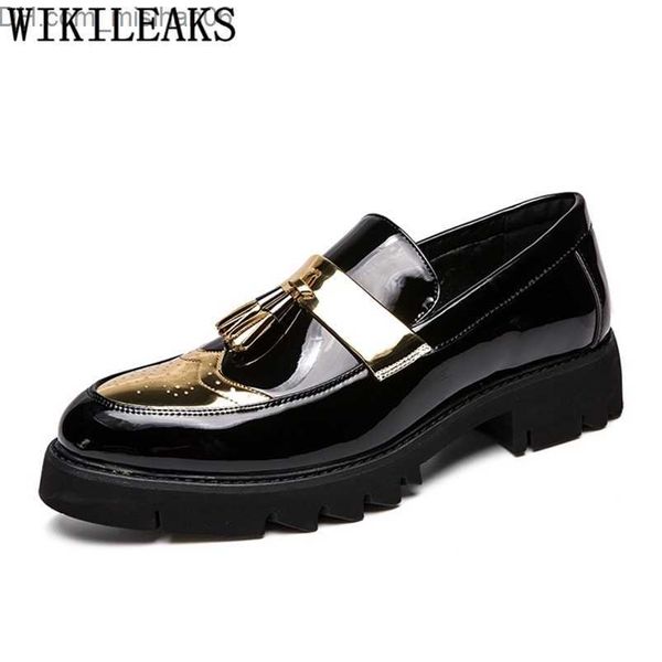 

dress shoes dress shoes brogue men elegant italian party for brand wedding formal coiffeur patent leather z230704, Black