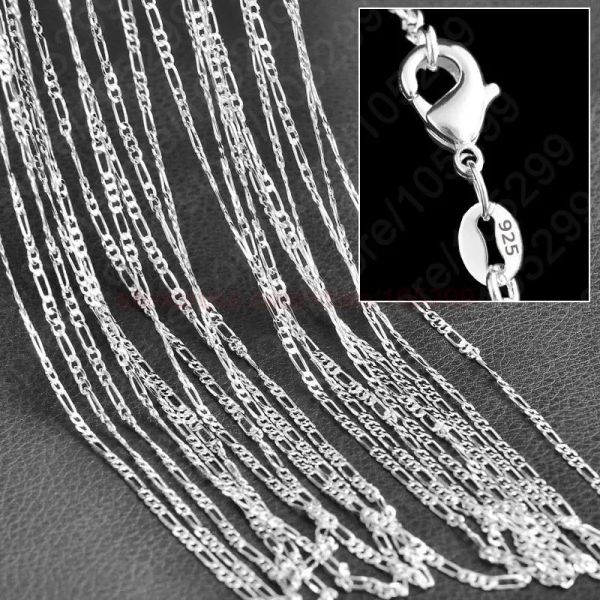 

10pcslot 2mm figaro chain 925 sterling silver jewelry necklace chains with lobster clasps size 16 18 20 22 24 26 28 30 inch