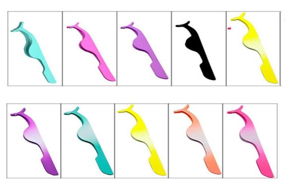 

ms stainless steel eyelash extension tweezers eye lash applicator makeup tools nipper auxiliary clip 10 colors a7884072