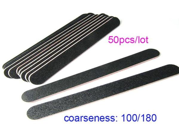 

whole 50pcslot beautygaga special supply double sided coarseness grit 100180 nail beauty tools 17cm2cm4mm black nail files4376140