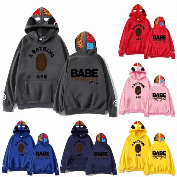 

ape designer babe hoodie men shark pullover letter print long sleeve jumper with pocket mens womens clothing fashion mens womens hoodies sw, Black