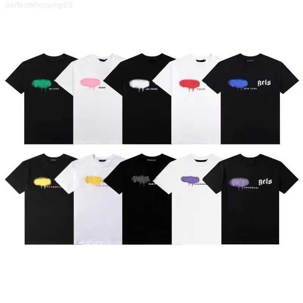 

men's t shirts summer tees plam mens t shirts women angels designers shirts fashion mans casual cotton back letter shirt shorts sleeve, White;black